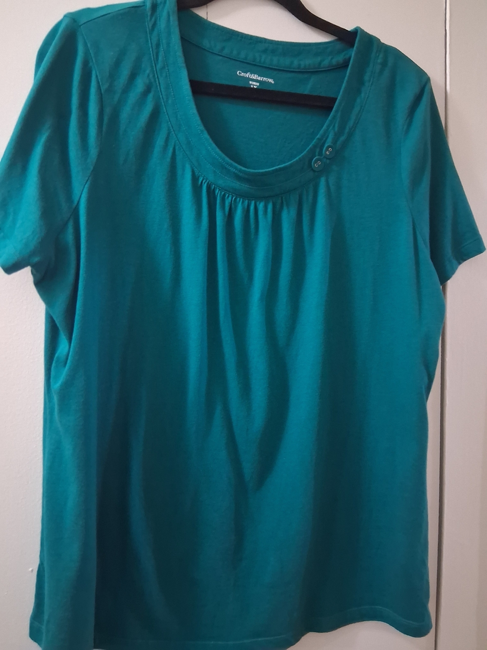 Croft & Barrow Teal Scoop Neck Short Sleeve Top